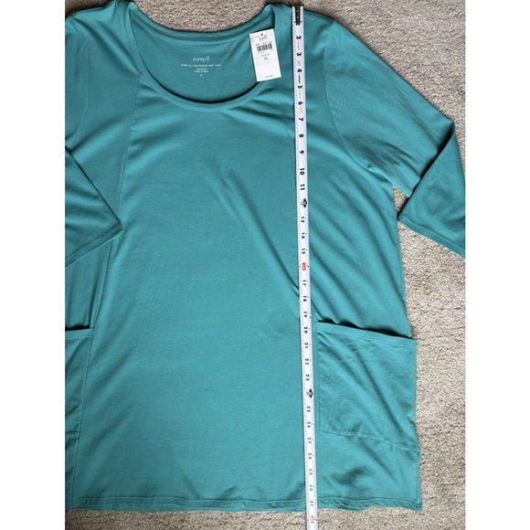 J Jill PURE JILL Two Pocket Knit Tunic Top XL 100% Cotton 3/4 Sleeves Teal Blue - Picture 9 of 9